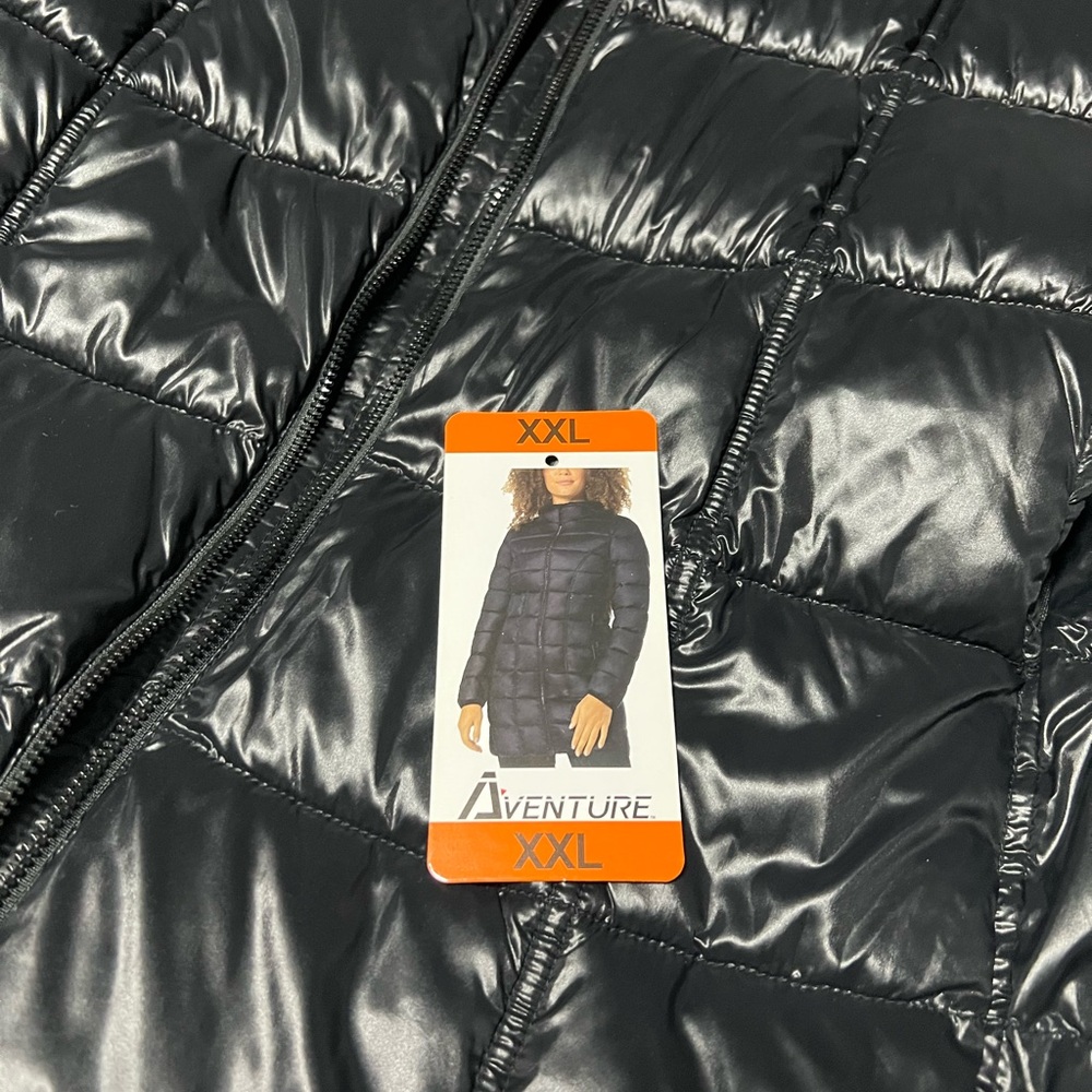 Aventura Women's Glossy Charcoal Puffer Coat - Picture 2 of 13